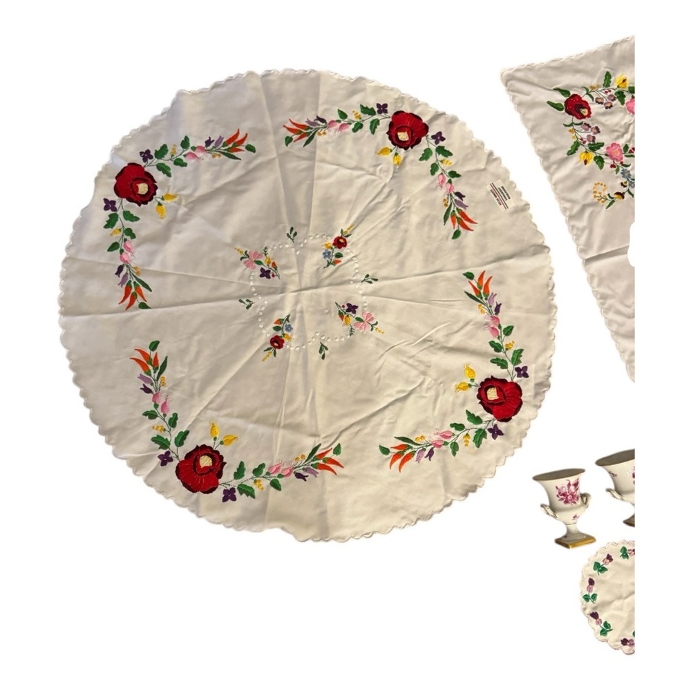 Hand Embroidered Tablecloth Set - Picture 3 of 7